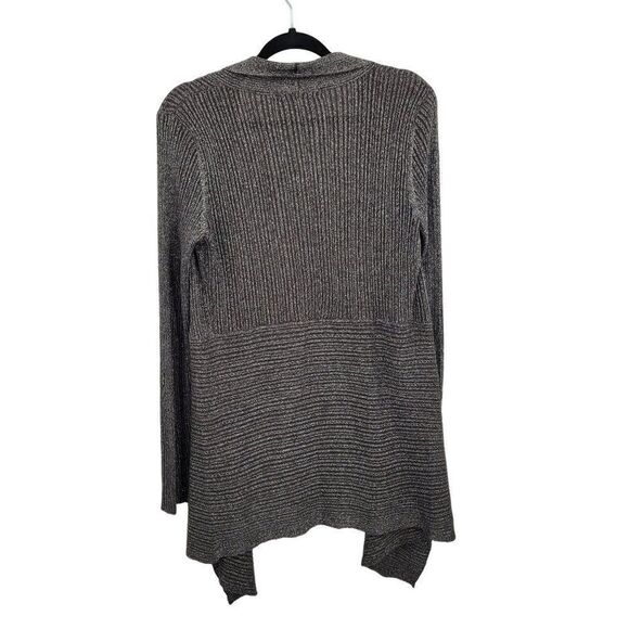 Belldini Cardigan Sweater Brown Sparkle Open Waterfall Long Sleeve Duster M - Picture 2 of 11
